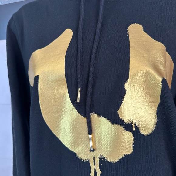 True Religion Black Graffiti Hoodie black and gold Small - Picture 12 of 16